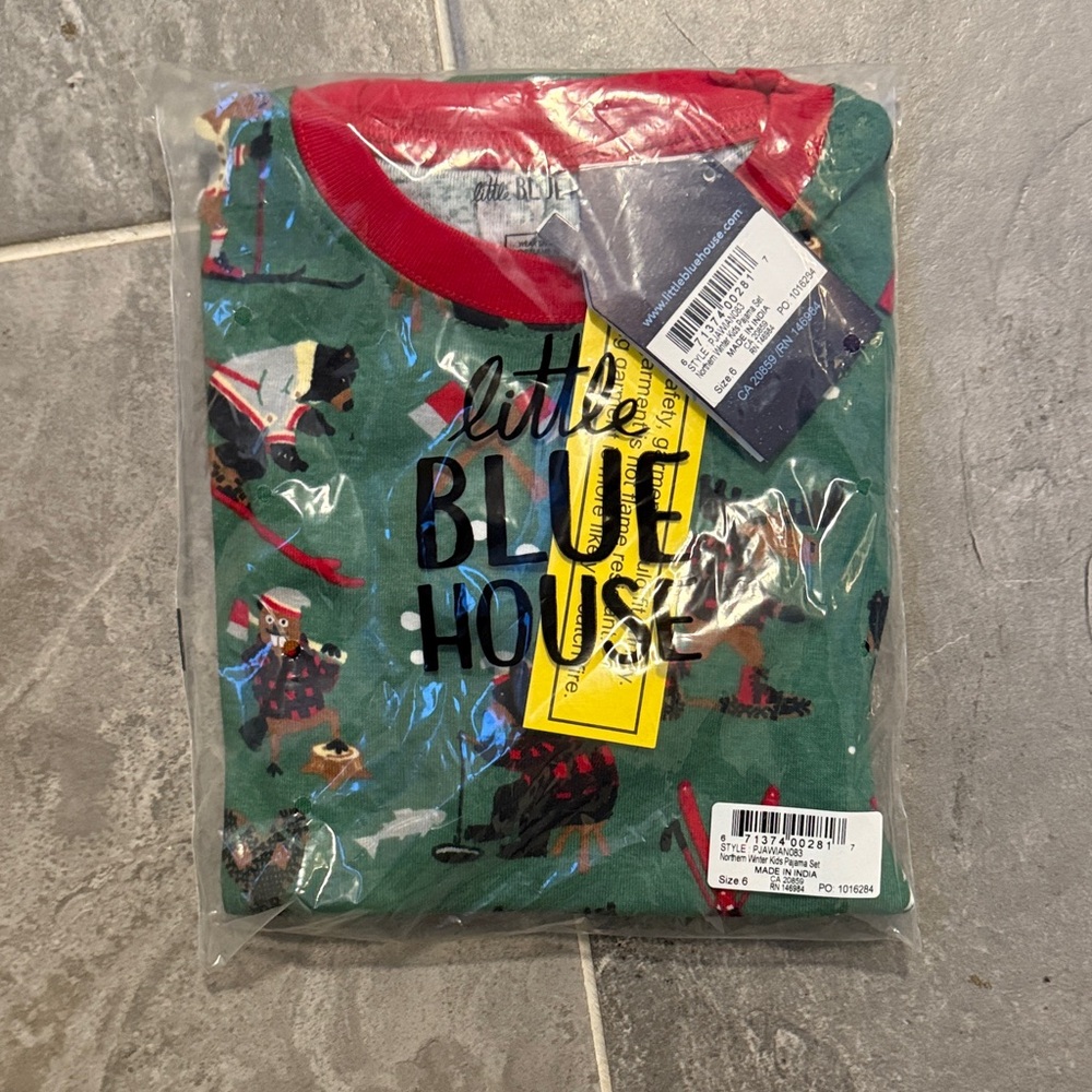 Little Blue House Green Pajama Set - Winter Theme